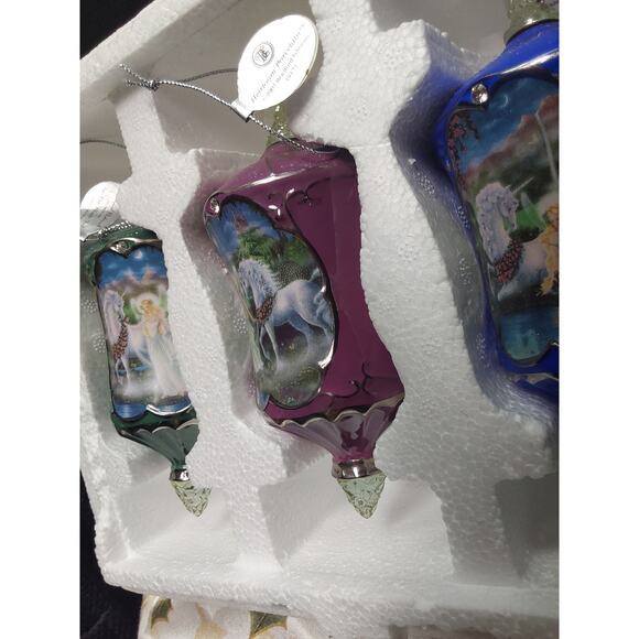BRADFORD EXCHANGE Where Memories Begin set  3 Unicorn Christmas Ornaments - Picture 4 of 5